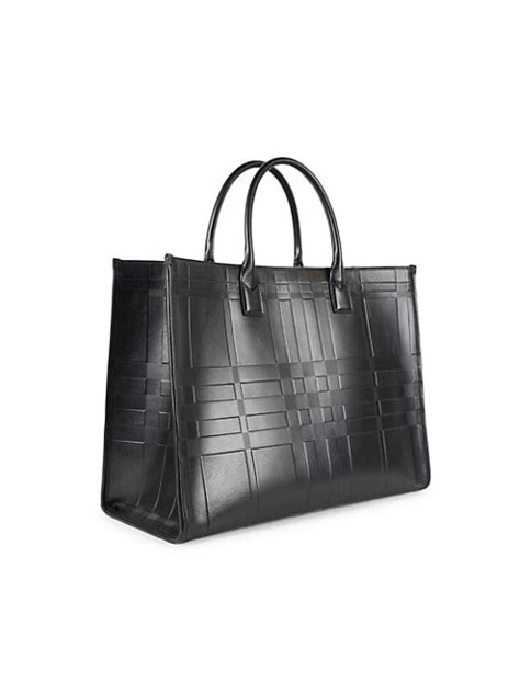 Shop Burberry Denny Embossed Leather Tote Bag